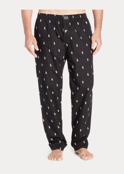 Pantalones De Pijama Polo Ralph Lauren Hombre Negros / Blancos - Allover Pony - OGIUY9280